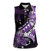 Personalised Hawaii Valentine Day Women Sleeveless Polo Shirt Polynesian Hibiscus Art Style Purple LT05 Female Purple - Polynesian Pride