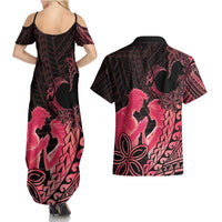 Alofa Samoa Valentine Red Couples Matching Summer Maxi Dress and Hawaiian Shirt Love Is The Greatest Thing LT05 - Polynesian Pride