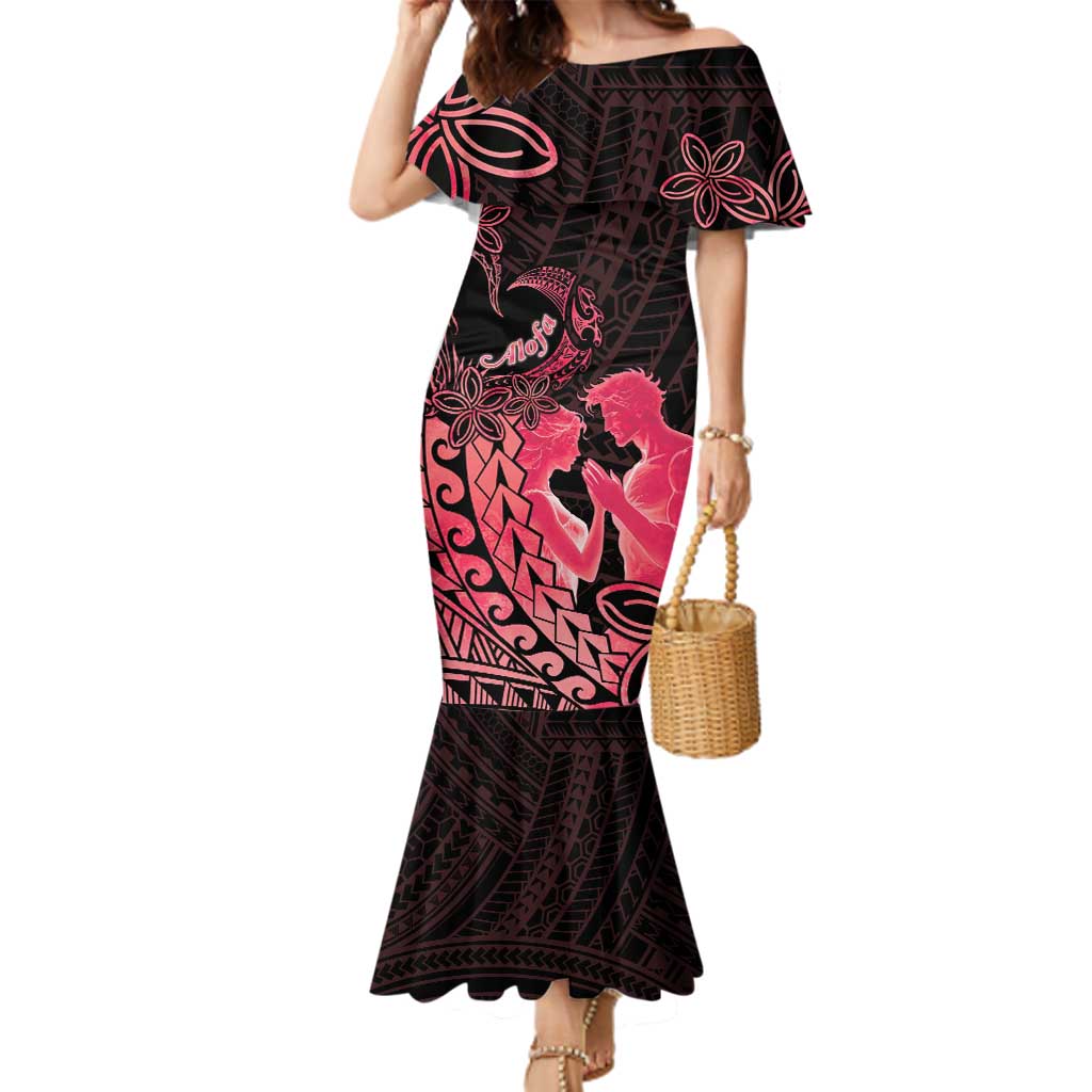 Alofa Samoa Valentine Red Family Matching Mermaid Dress and Hawaiian Shirt Love Is The Greatest Thing LT05 Mom's Dress Red - Polynesian Pride