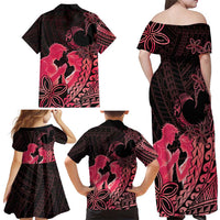 Alofa Samoa Valentine Red Family Matching Off Shoulder Maxi Dress and Hawaiian Shirt Love Is The Greatest Thing LT05 - Polynesian Pride