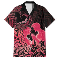 Alofa Samoa Valentine Red Family Matching Off Shoulder Maxi Dress and Hawaiian Shirt Love Is The Greatest Thing LT05 Dad's Shirt - Short Sleeve Red - Polynesian Pride