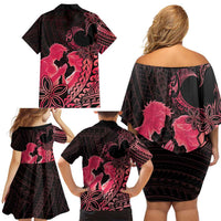 Alofa Samoa Valentine Red Family Matching Off Shoulder Short Dress and Hawaiian Shirt Love Is The Greatest Thing LT05 - Polynesian Pride