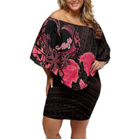 Alofa Samoa Valentine Red Family Matching Off Shoulder Short Dress and Hawaiian Shirt Love Is The Greatest Thing LT05 Mom's Dress Red - Polynesian Pride