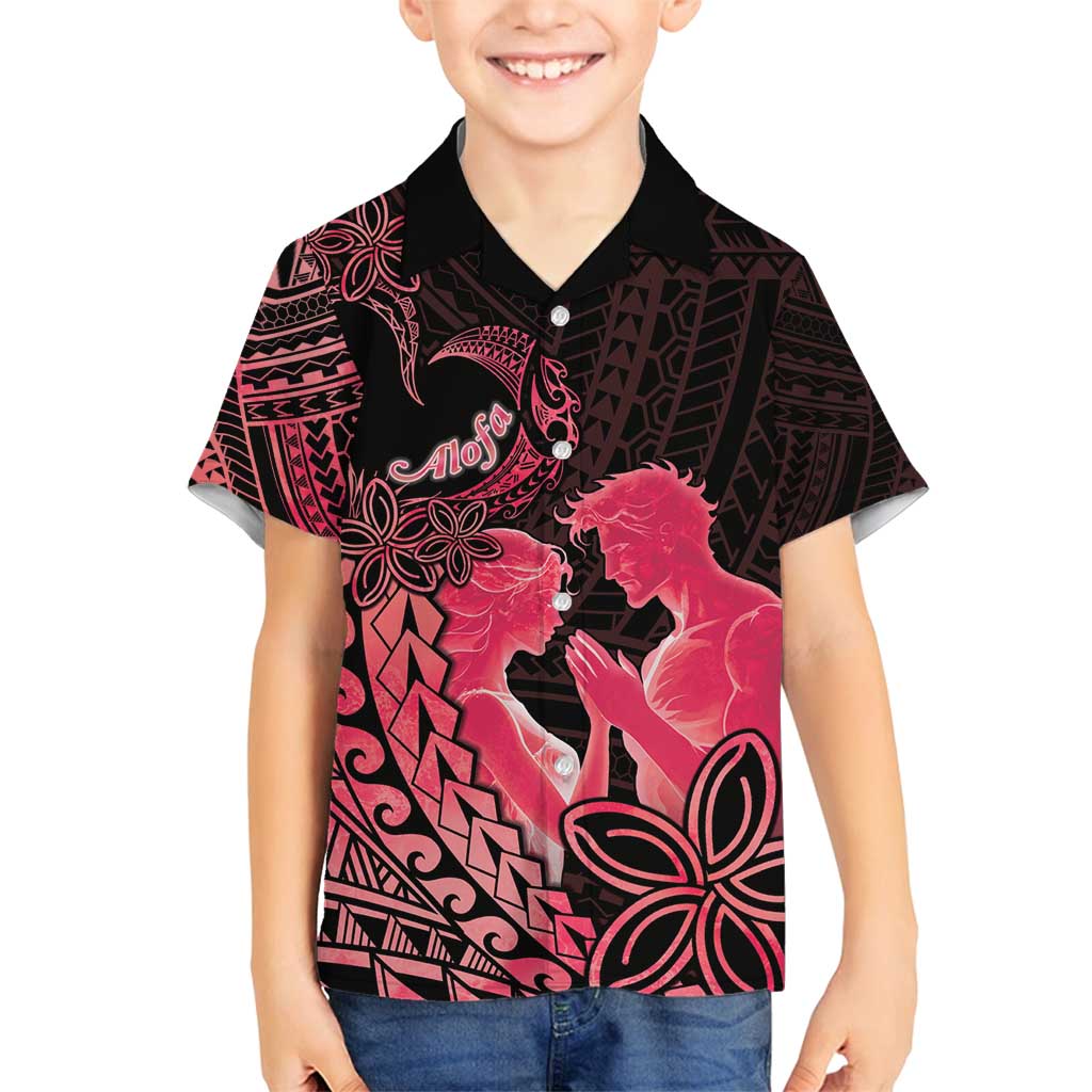 Alofa Samoa Valentine Red Family Matching Off Shoulder Short Dress and Hawaiian Shirt Love Is The Greatest Thing LT05 Son's Shirt Red - Polynesian Pride