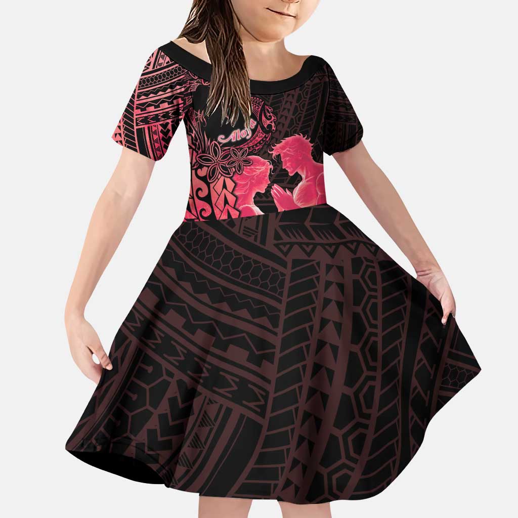 Alofa Samoa Valentine Red Family Matching Puletasi and Hawaiian Shirt Love Is The Greatest Thing LT05 Daughter's Dress Red - Polynesian Pride