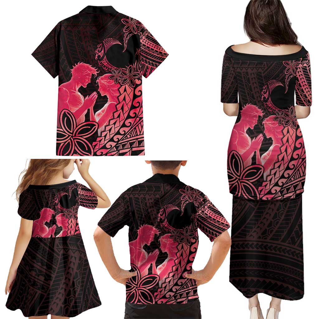 Alofa Samoa Valentine Red Family Matching Puletasi and Hawaiian Shirt Love Is The Greatest Thing LT05 - Polynesian Pride
