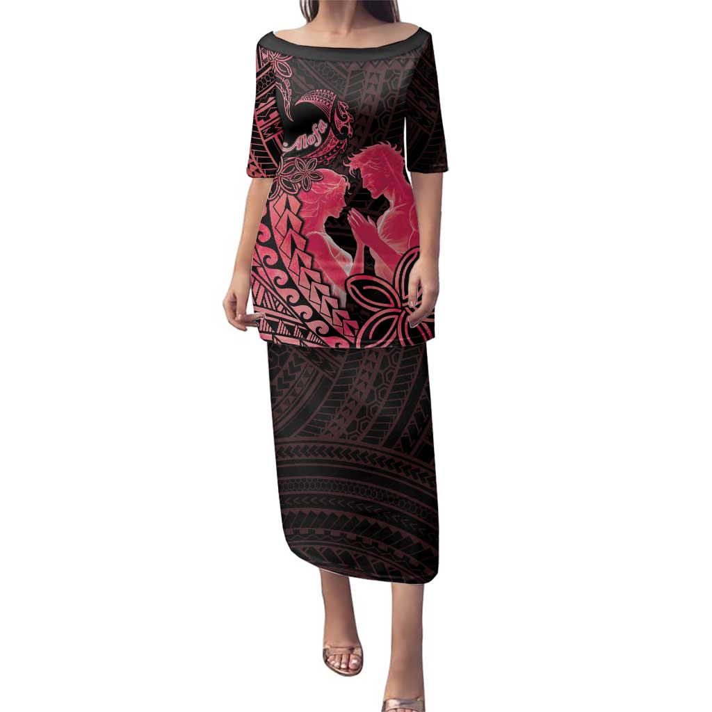 Alofa Samoa Valentine Red Family Matching Puletasi and Hawaiian Shirt Love Is The Greatest Thing LT05 Mom's Dress Red - Polynesian Pride