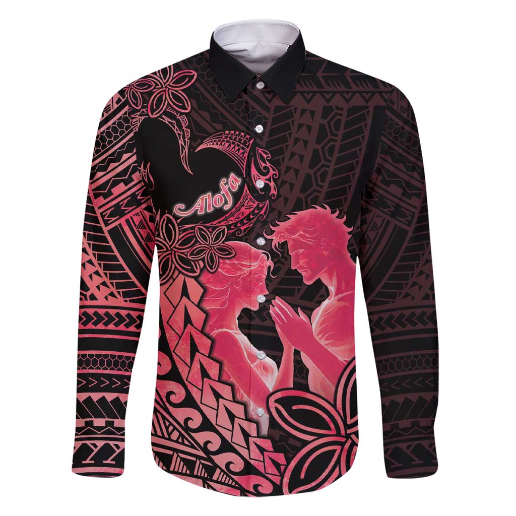 Alofa Samoa Valentine Red Family Matching Short Sleeve Bodycon Dress and Hawaiian Shirt Love Is The Greatest Thing LT05 Dad's Shirt - Long Sleeve Red - Polynesian Pride