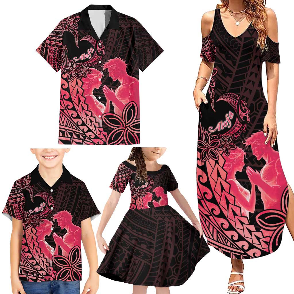 Alofa Samoa Valentine Red Family Matching Summer Maxi Dress and Hawaiian Shirt Love Is The Greatest Thing LT05 - Polynesian Pride