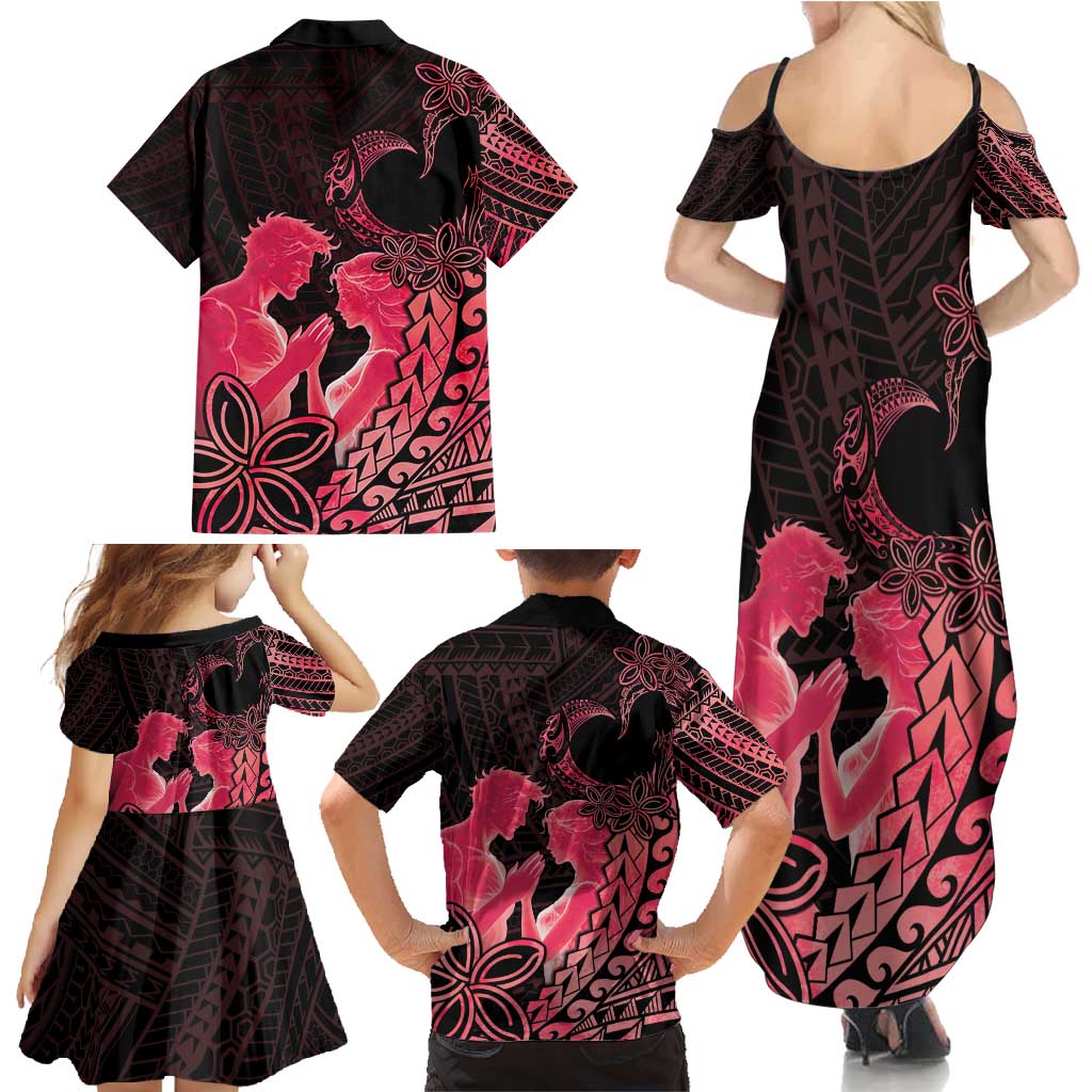 Alofa Samoa Valentine Red Family Matching Summer Maxi Dress and Hawaiian Shirt Love Is The Greatest Thing LT05 - Polynesian Pride