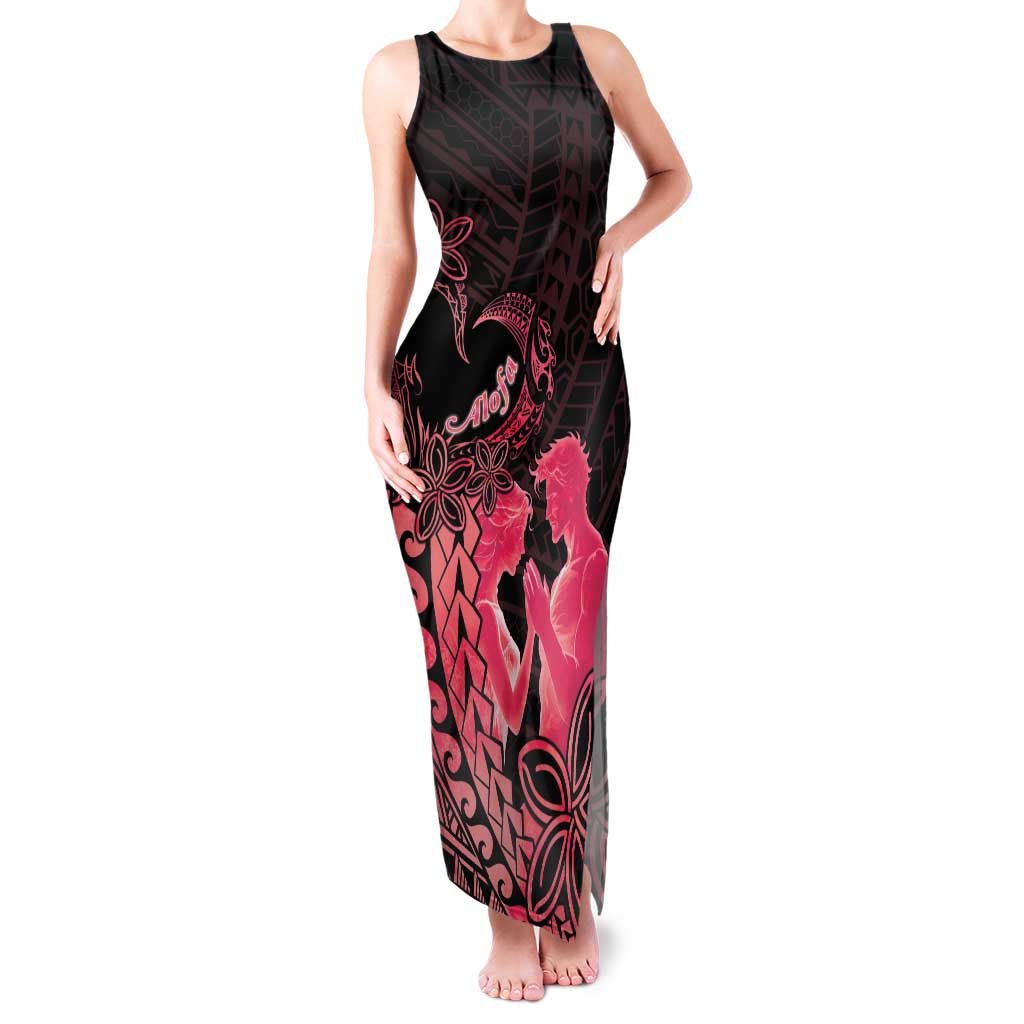 Alofa Samoa Valentine Red Family Matching Tank Maxi Dress and Hawaiian Shirt Love Is The Greatest Thing LT05 Mom's Dress Red - Polynesian Pride