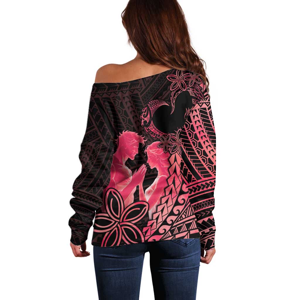 Alofa Samoa Valentine Red Off Shoulder Sweater Love Is The Greatest Thing LT05 - Polynesian Pride