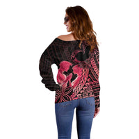 Alofa Samoa Valentine Red Off Shoulder Sweater Love Is The Greatest Thing LT05 - Polynesian Pride