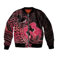 Alofa Samoa Valentine Red Sleeve Zip Bomber Jacket Love Is The Greatest Thing LT05 Unisex Red - Polynesian Pride