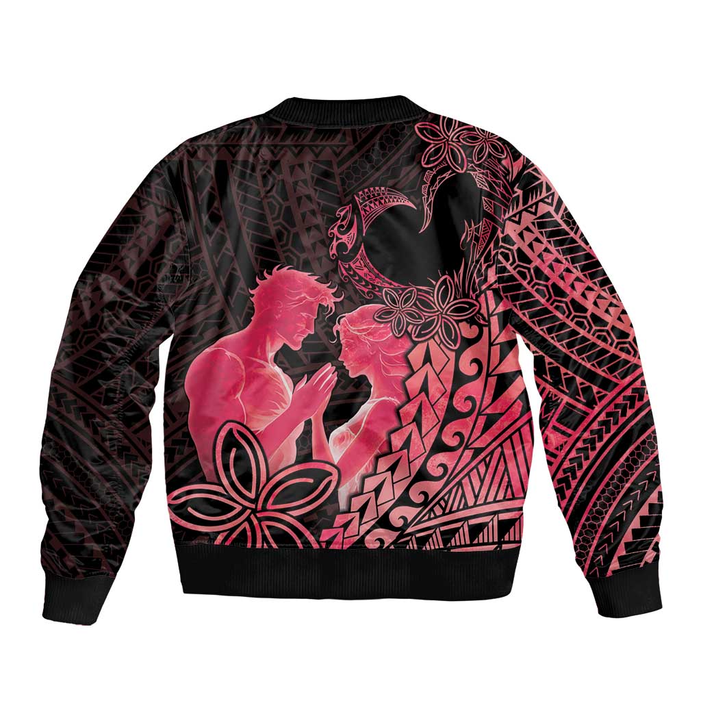 Alofa Samoa Valentine Red Sleeve Zip Bomber Jacket Love Is The Greatest Thing LT05 - Polynesian Pride