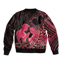 Alofa Samoa Valentine Red Sleeve Zip Bomber Jacket Love Is The Greatest Thing LT05 - Polynesian Pride