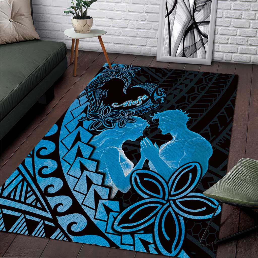 Alofa Samoa Valentine Blue Area Rug Love Is The Greatest Thing LT05 Blue - Polynesian Pride