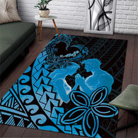 Alofa Samoa Valentine Blue Area Rug Love Is The Greatest Thing LT05 Blue - Polynesian Pride