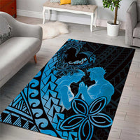 Alofa Samoa Valentine Blue Area Rug Love Is The Greatest Thing LT05 - Polynesian Pride