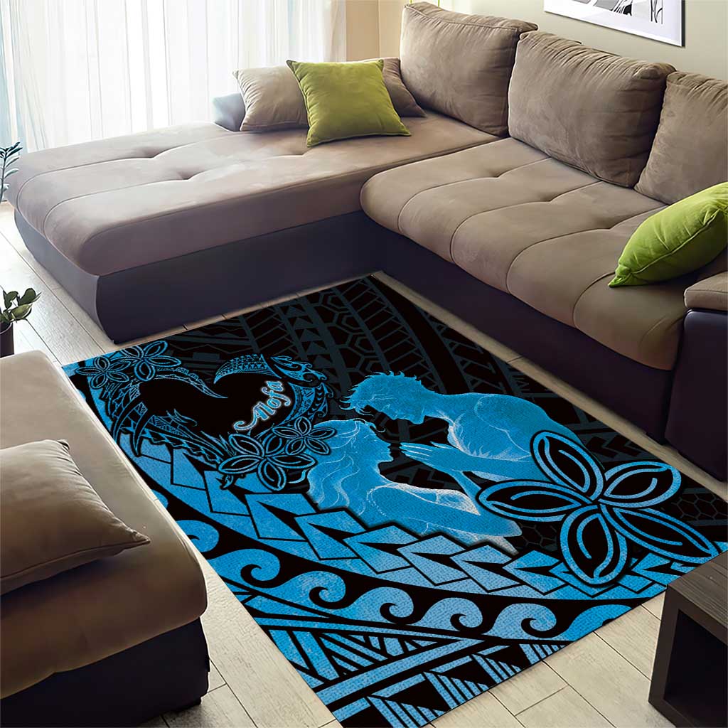 Alofa Samoa Valentine Blue Area Rug Love Is The Greatest Thing LT05 - Polynesian Pride