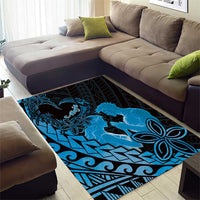 Alofa Samoa Valentine Blue Area Rug Love Is The Greatest Thing LT05 - Polynesian Pride