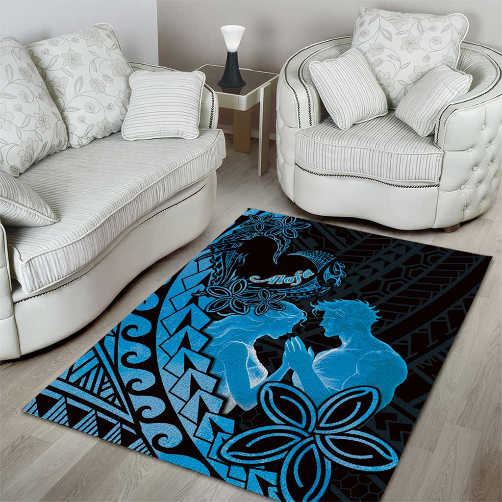 Alofa Samoa Valentine Blue Area Rug Love Is The Greatest Thing LT05 - Polynesian Pride