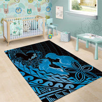Alofa Samoa Valentine Blue Area Rug Love Is The Greatest Thing LT05 - Polynesian Pride
