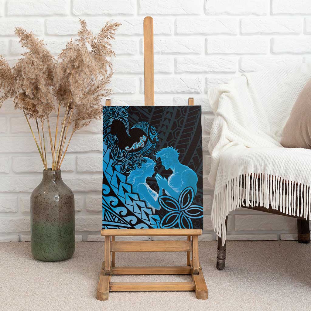 Alofa Samoa Valentine Blue Canvas Wall Art Love Is The Greatest Thing LT05 - Polynesian Pride