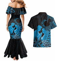 Alofa Samoa Valentine Blue Couples Matching Mermaid Dress and Hawaiian Shirt Love Is The Greatest Thing LT05 - Polynesian Pride
