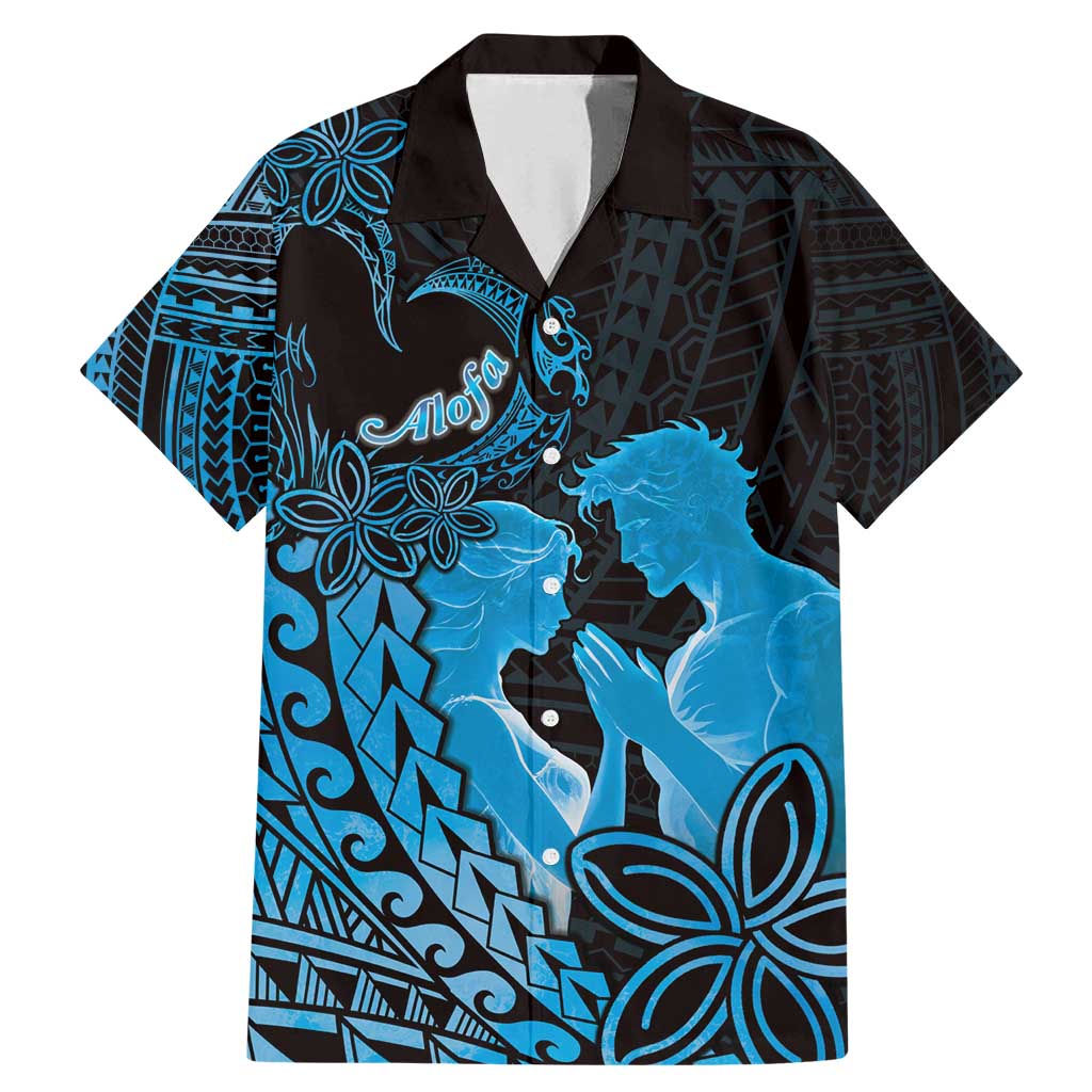 Alofa Samoa Valentine Blue Family Matching Mermaid Dress and Hawaiian Shirt Love Is The Greatest Thing LT05 Dad's Shirt - Short Sleeve Blue - Polynesian Pride