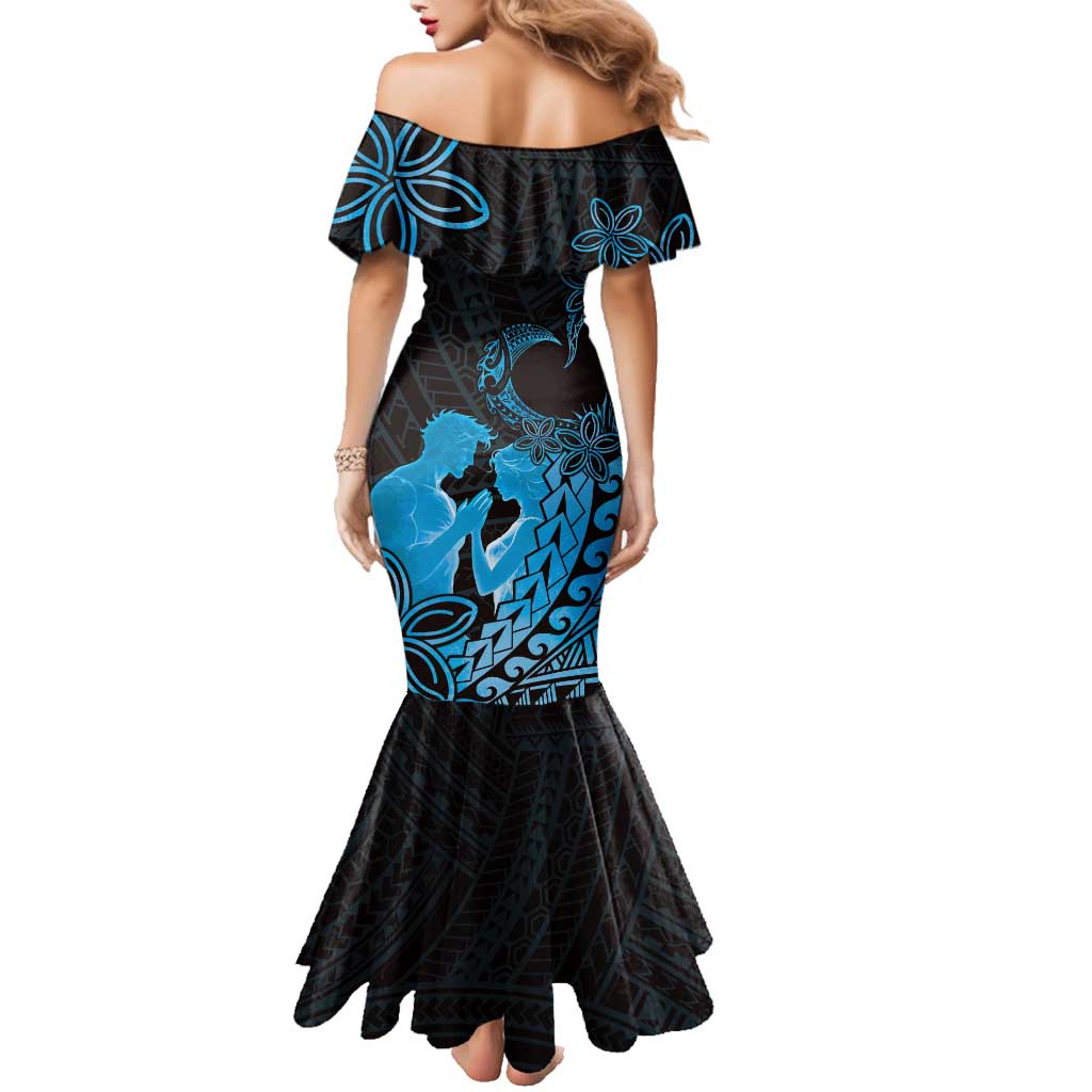 Alofa Samoa Valentine Blue Family Matching Mermaid Dress and Hawaiian Shirt Love Is The Greatest Thing LT05 - Polynesian Pride