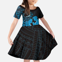 Alofa Samoa Valentine Blue Family Matching Off The Shoulder Long Sleeve Dress and Hawaiian Shirt Love Is The Greatest Thing LT05 - Polynesian Pride