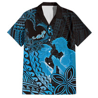 Alofa Samoa Valentine Blue Family Matching Off The Shoulder Long Sleeve Dress and Hawaiian Shirt Love Is The Greatest Thing LT05 - Polynesian Pride
