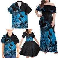 Alofa Samoa Valentine Blue Family Matching Off Shoulder Maxi Dress and Hawaiian Shirt Love Is The Greatest Thing LT05 - Polynesian Pride