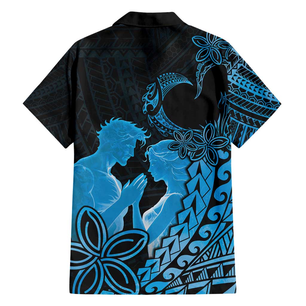 Alofa Samoa Valentine Blue Family Matching Off Shoulder Maxi Dress and Hawaiian Shirt Love Is The Greatest Thing LT05 - Polynesian Pride