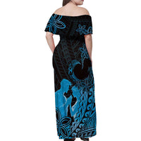 Alofa Samoa Valentine Blue Family Matching Off Shoulder Maxi Dress and Hawaiian Shirt Love Is The Greatest Thing LT05 - Polynesian Pride