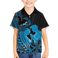 Alofa Samoa Valentine Blue Family Matching Off Shoulder Maxi Dress and Hawaiian Shirt Love Is The Greatest Thing LT05 Son's Shirt Blue - Polynesian Pride