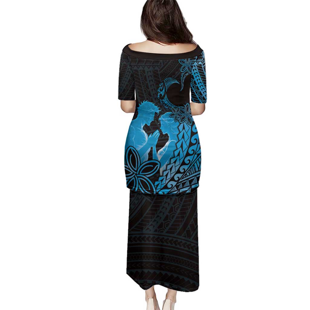 Alofa Samoa Valentine Blue Family Matching Puletasi and Hawaiian Shirt Love Is The Greatest Thing LT05 - Polynesian Pride