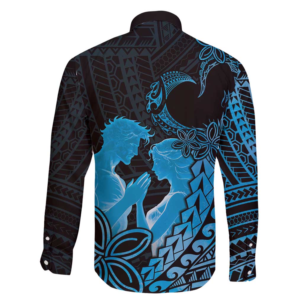 Alofa Samoa Valentine Blue Family Matching Short Sleeve Bodycon Dress and Hawaiian Shirt Love Is The Greatest Thing LT05 - Polynesian Pride