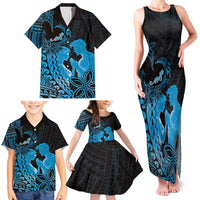 Alofa Samoa Valentine Blue Family Matching Tank Maxi Dress and Hawaiian Shirt Love Is The Greatest Thing LT05 - Polynesian Pride