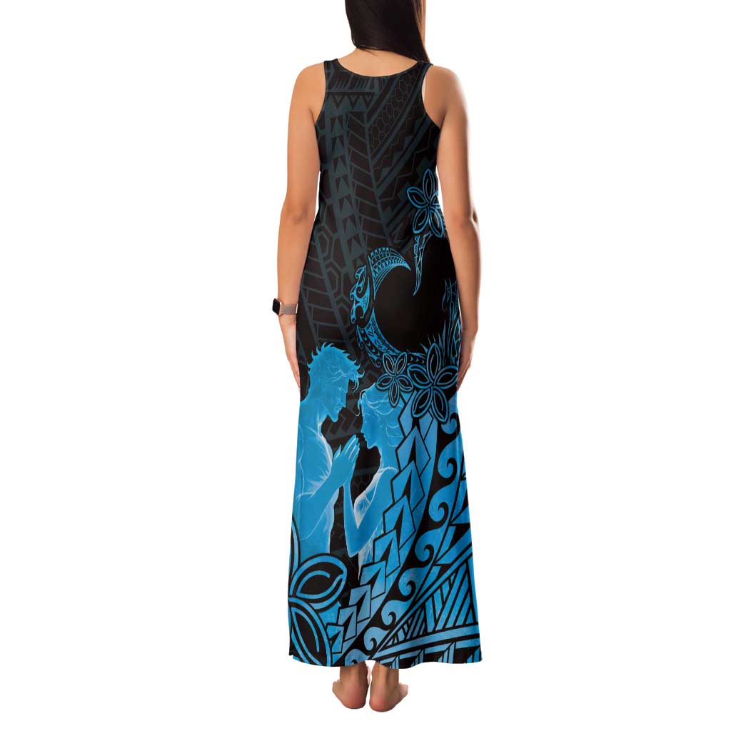 Alofa Samoa Valentine Blue Family Matching Tank Maxi Dress and Hawaiian Shirt Love Is The Greatest Thing LT05 - Polynesian Pride