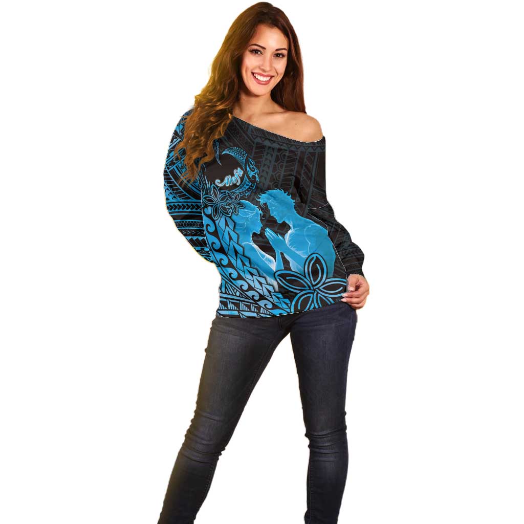 Alofa Samoa Valentine Blue Off Shoulder Sweater Love Is The Greatest Thing