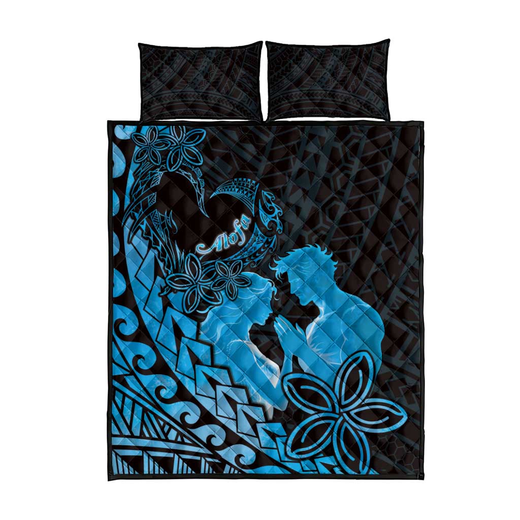 Alofa Samoa Valentine Blue Quilt Bed Set Love Is The Greatest Thing LT05 - Polynesian Pride