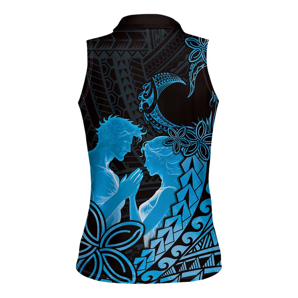 Alofa Samoa Valentine Blue Women Sleeveless Polo Shirt Love Is The Greatest Thing