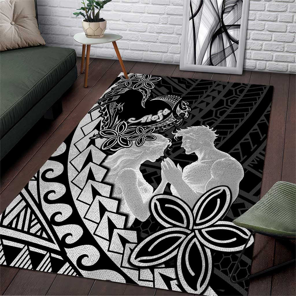 Alofa Samoa Valentine Black Area Rug Love Is The Greatest Thing LT05 Black - Polynesian Pride