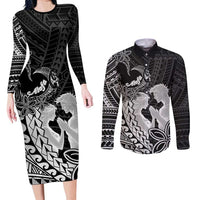 Alofa Samoa Valentine Black Couples Matching Long Sleeve Bodycon Dress and Long Sleeve Button Shirt Love Is The Greatest Thing LT05 Black - Polynesian Pride