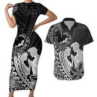 Alofa Samoa Valentine Black Couples Matching Short Sleeve Bodycon Dress and Hawaiian Shirt Love Is The Greatest Thing LT05 Black - Polynesian Pride