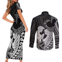 Alofa Samoa Valentine Black Couples Matching Short Sleeve Bodycon Dress and Long Sleeve Button Shirt Love Is The Greatest Thing LT05 - Polynesian Pride