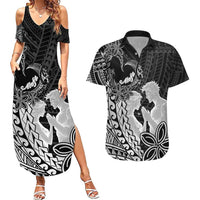 Alofa Samoa Valentine Black Couples Matching Summer Maxi Dress and Hawaiian Shirt Love Is The Greatest Thing LT05 Black - Polynesian Pride