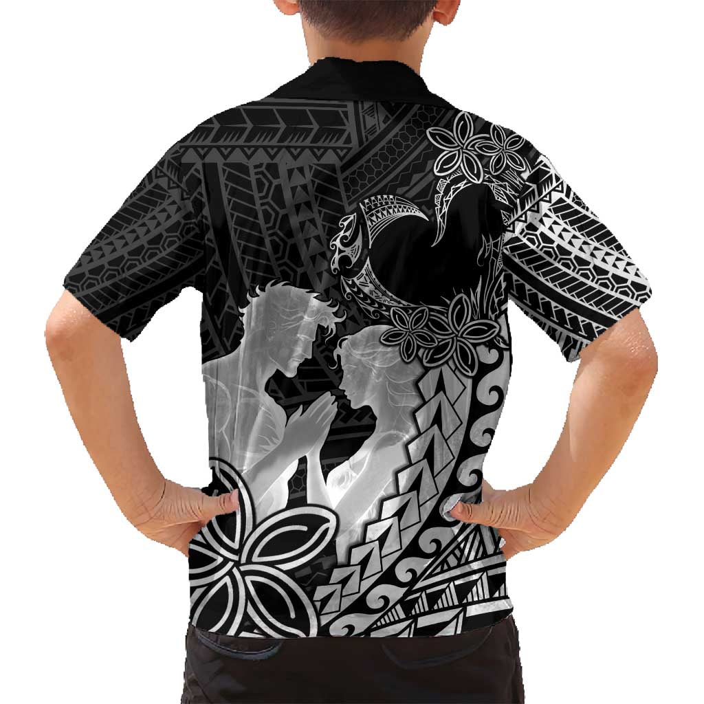 Alofa Samoa Valentine Black Family Matching Long Sleeve Bodycon Dress and Hawaiian Shirt Love Is The Greatest Thing LT05 - Polynesian Pride